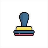 A stamp on a white background with a blue and yellow color vector