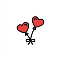 Two red hearts with bows tied to them on a white background vector