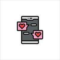 A phone with two hearts on it vector