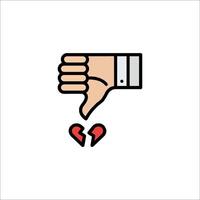A hand with a broken heart icon vector