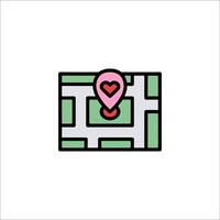 A map with a heart icon on it vector