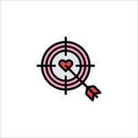 A red heart and arrow in the center of a target vector