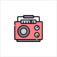 A red and black radio icon on a white background vector