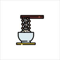 Rice bowl with chopsticks and rice in it vector