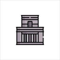 A building with columns and a door icon vector