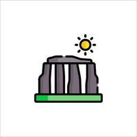 An icon of a stone monument with a sun in the background vector