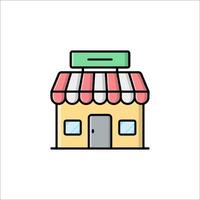 A small store with a sign on the front vector