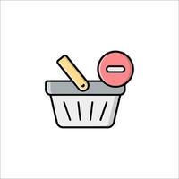 A shopping basket with a toothbrush and a toothpaste vector