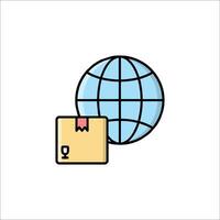 A globe and a box with a ribbon on it vector