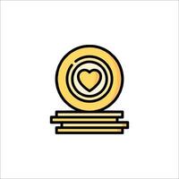 A gold coin with a heart on top of it vector