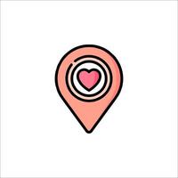 A map marker with a heart in the center vector