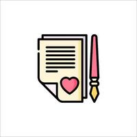A pen and paper with a heart icon vector