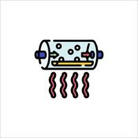 A drawing of a machine with a tube and a tube of meat vector