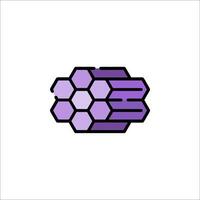 A purple hexagon logo with a black background vector
