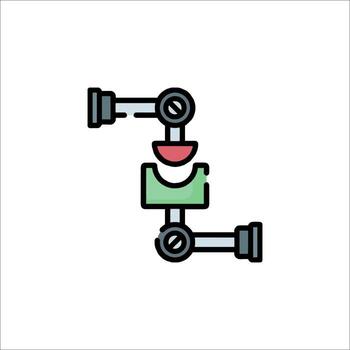 A robot arm with a green and white object vector