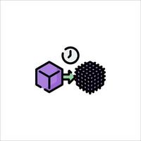 A purple cube with a clock on it vector