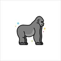 A gorilla is standing on a white background vector