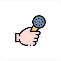 A hand holding a microphone icon vector