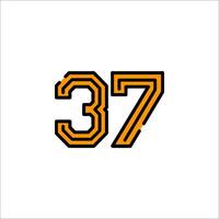 The number 37 is shown in an orange and black design vector