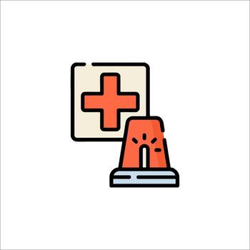 A red cross and a box with a red cross on it vector