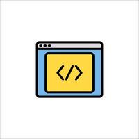 A computer screen with a code symbol on it vector