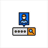 A person is looking at a computer with a magnifying glass vector
