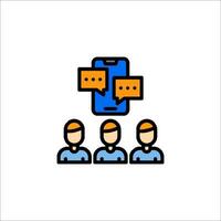 A group of people with speech bubbles on a phone vector