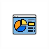 A computer screen with a pie chart on it vector