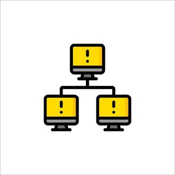 un computadora red icono con amarillo y negro cajas vector