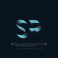 SR abstract technology logo design. vector