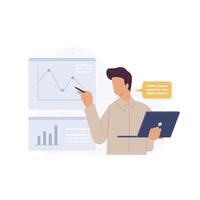 Businessman giving presentation and information about business growth vector