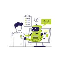 Medical checkup monitoring with AI Robot vector