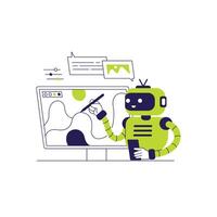 Illustration of AI Robot generated images and art with a text prompt vector