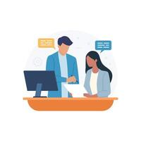 Two professionals are discussing about their business on the desk vector