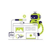 Artificial intelligence robot generate web interface automatically concept illustration vector