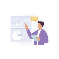 Businessman giving presentation of statistical information about business growth vector