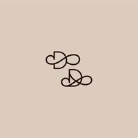 wedding typography monogram luxurious organic style and elegant concept DD dynamic line initial letter vector