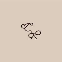 wedding typography monogram luxurious organic style and elegant concept CX dynamic line initial letter vector