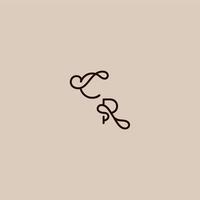 wedding typography monogram luxurious organic style and elegant concept CR dynamic line initial letter vector
