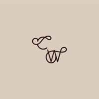 wedding typography monogram luxurious organic style and elegant concept CW dynamic line initial letter vector