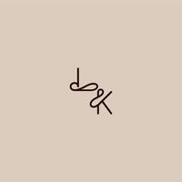 wedding typography monogram luxurious organic style and elegant concept LK dynamic line initial letter vector