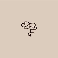 wedding typography monogram luxurious organic style and elegant concept DF dynamic line initial letter vector
