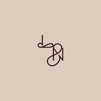 wedding typography monogram luxurious organic style and elegant concept LN dynamic line initial letter vector