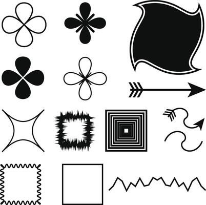 Collection of Simple Shapes and Vectors Design Elements Silhouette