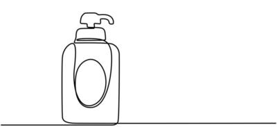 Shampoo bottle continuous one line drawing minimalist pro illustration vector