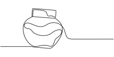 Moisturizer Face Cream jar continuous one line drawing art vector
