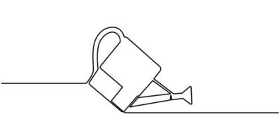 continuous one line drawing Watering can that waters plants line icon Editable Stroke vector