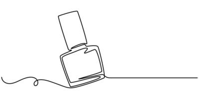 Nail varnish continuous one line drawing on white isolated background for store vector