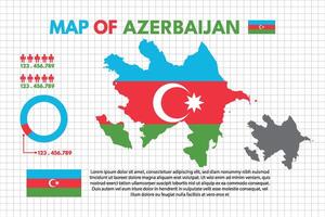 Infographic Map of Azerbaijan Country include of flag people icon statistic and pie chart design flat style isolated ready to use free editable. vector