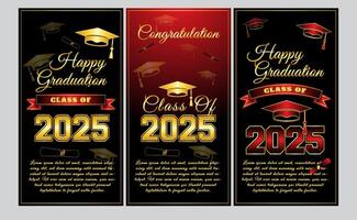 set of banner happy graduation class of 2025 vector